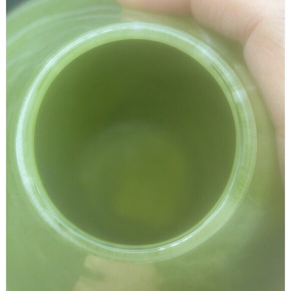 GREEN W/ WHITE Swirl Art Glass Tear Drop Bulb Ando Vase Portugal 8” - Picture 4 of 5